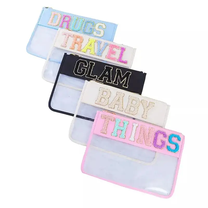 14 Colors Summer Beach Travel Snacks Pouch Cute Personalized Makeup Bag Waterproof Transparent Pvc Cosmetic Bag Nylon Clear Bag