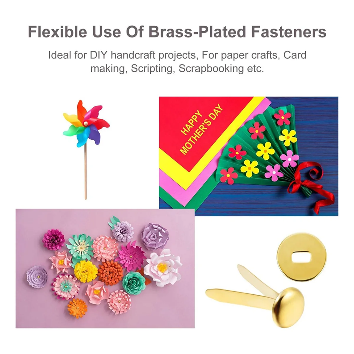 New 300 Pieces 3/4 Inch Brass Paper Fasteners Paper Brads, and 300 Pieces Plated Brass Washers with Hole Punch Gold, 20mm