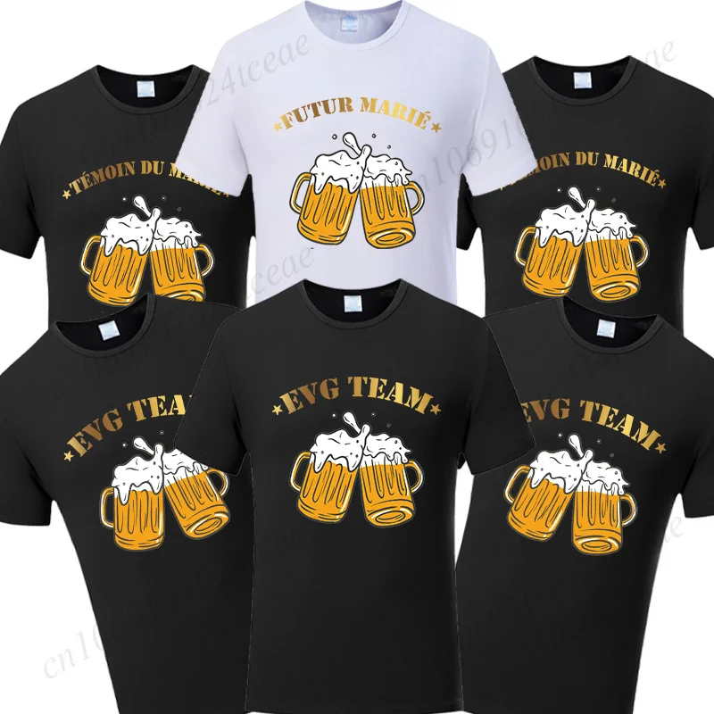 Groom Squad T-shirt French Wedding Beer Party Tees Boyfriend Bachelor Party Clothing Evg Team Future Groom Best Man Y2K Tops