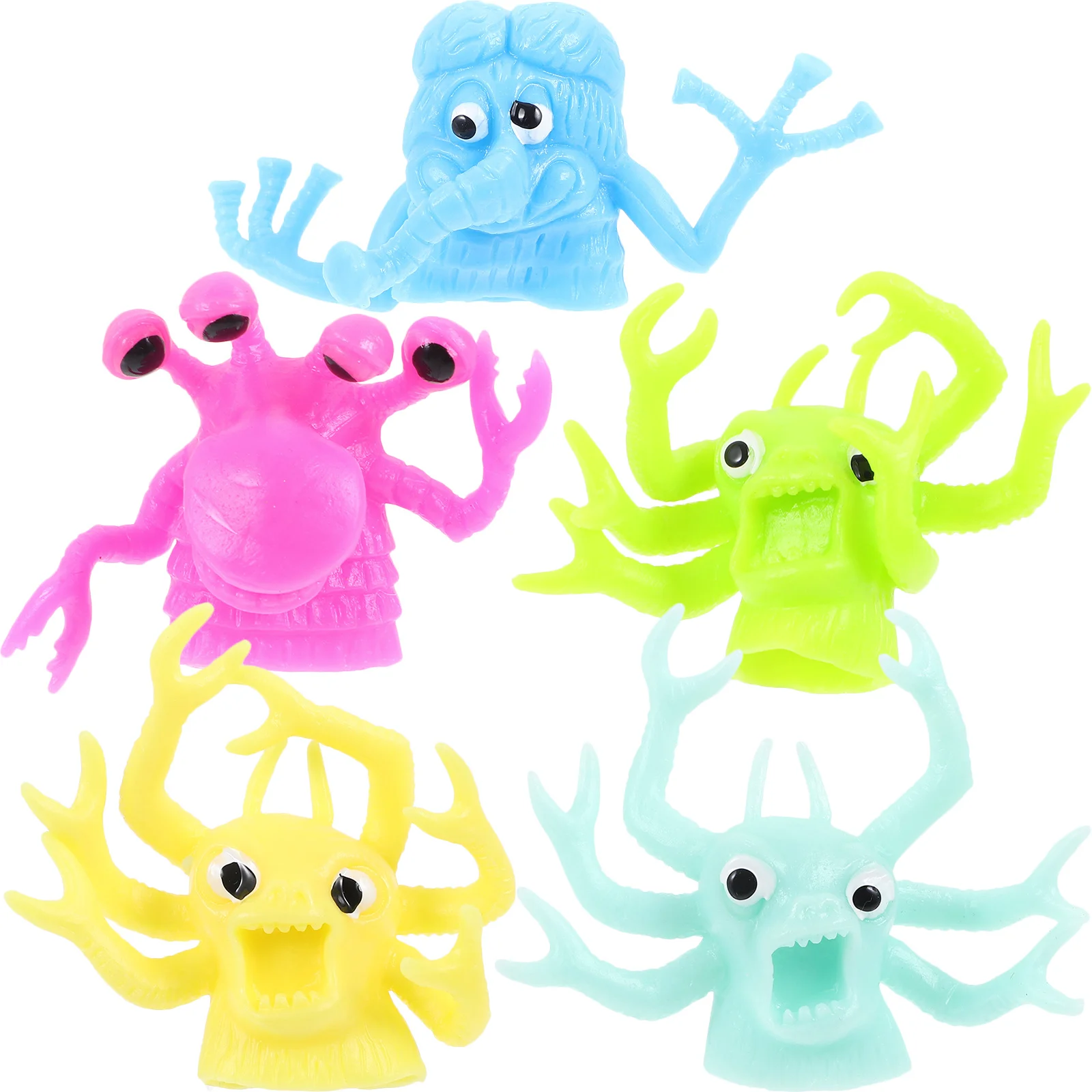 Marionetas de dedo de animales simuladas para niños, mano divertida, 5 uds.