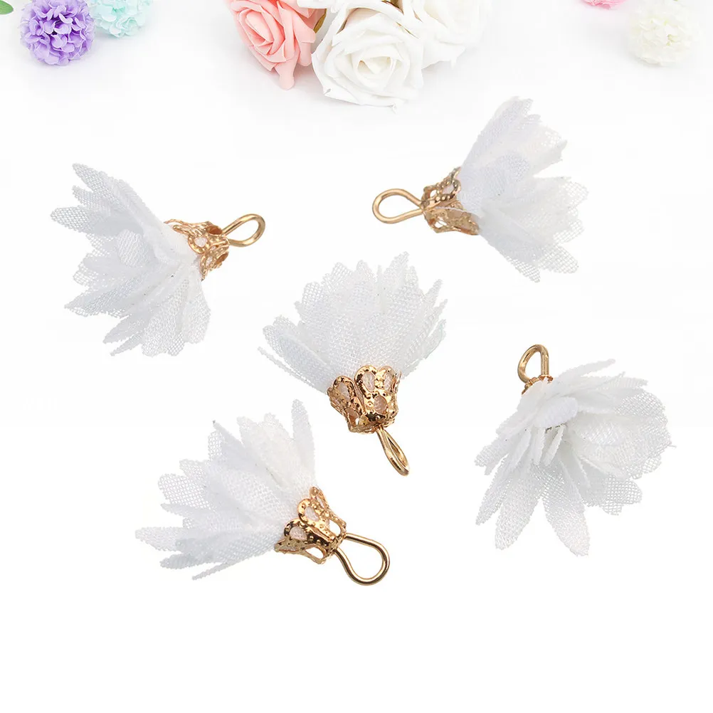 Chiffon Flower Pendants 20Pcs Petal Charms DIY Jewelry Making Supplies for Necklace Bracelet Keychain Bag