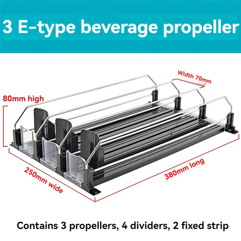 【مشعبية】منظم المشروبات للثلاجة، موزع منظم علب الصودا للثلاجة مع موزع مشروبات انزلاقي أوتوماتيكي