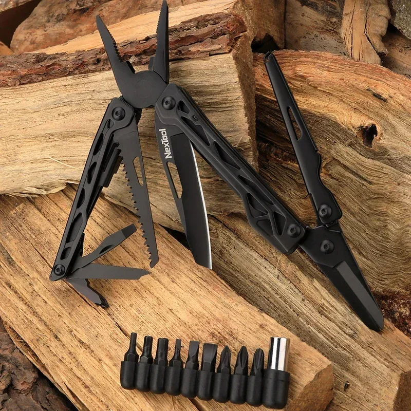 Imagem -02 - Nextool-black Knight Multi-function Camping Tools Faca de Sobrevivência ao ar Livre Alicate Dobrável Tesoura Mão Multitool Tool Kit 11 em 1