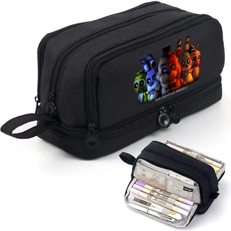Trousses à crayons Five Nights At Freddys, grandes trousses à crayons de dessin animé, trousse à crayons multicouche pour garçons et filles, fournitures de papeterie scolaire