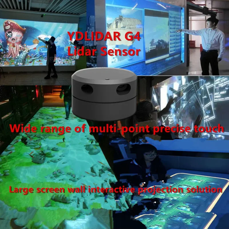 RPLIDAR A2 lidar and EAI YDLIDAR G4 lidar  multi-touch screen animation large-screen interactive system Wall ground interaction