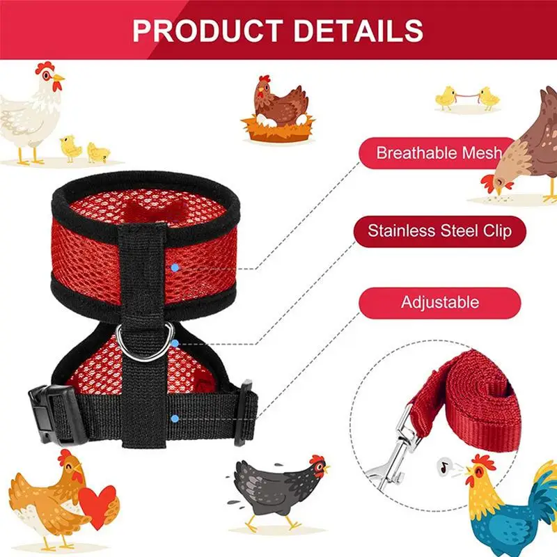 Duck Leash For Real Ducks Adjustable Chicken Harness With Leash Chicken Hats For Hens Funny Chicken Accessories Vest Harness