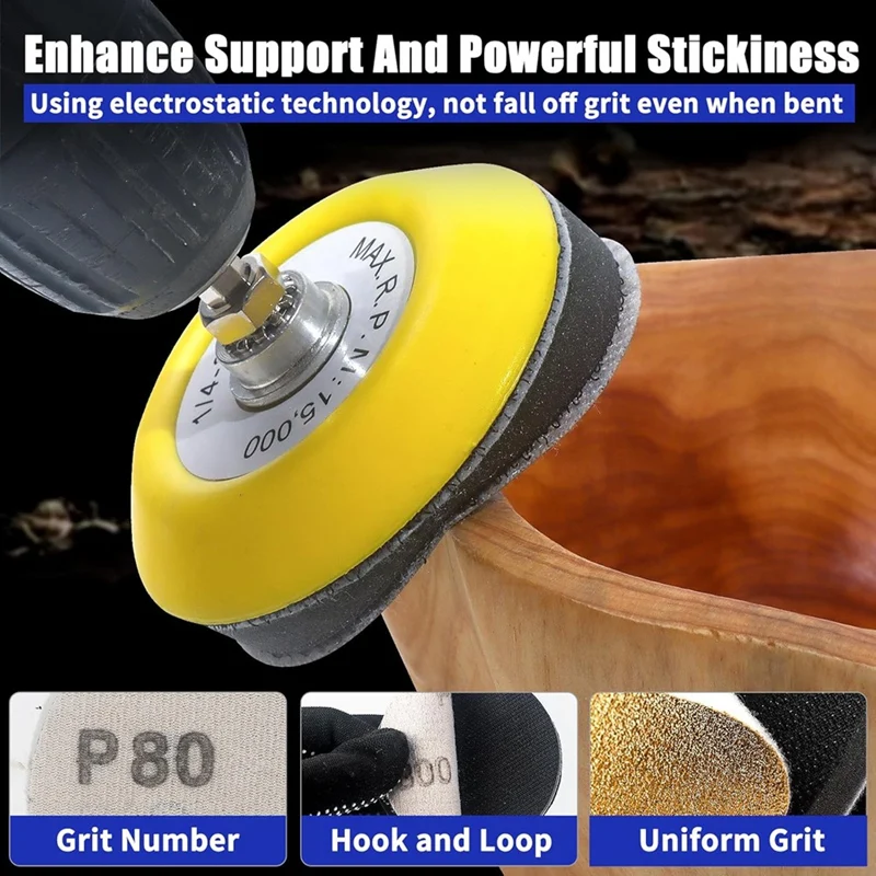 3 Inch Gold Sanding Discs, Hook And Loop Sandpaper Sander For Drill Sanding Attachment, Polishing Kit For Automotive