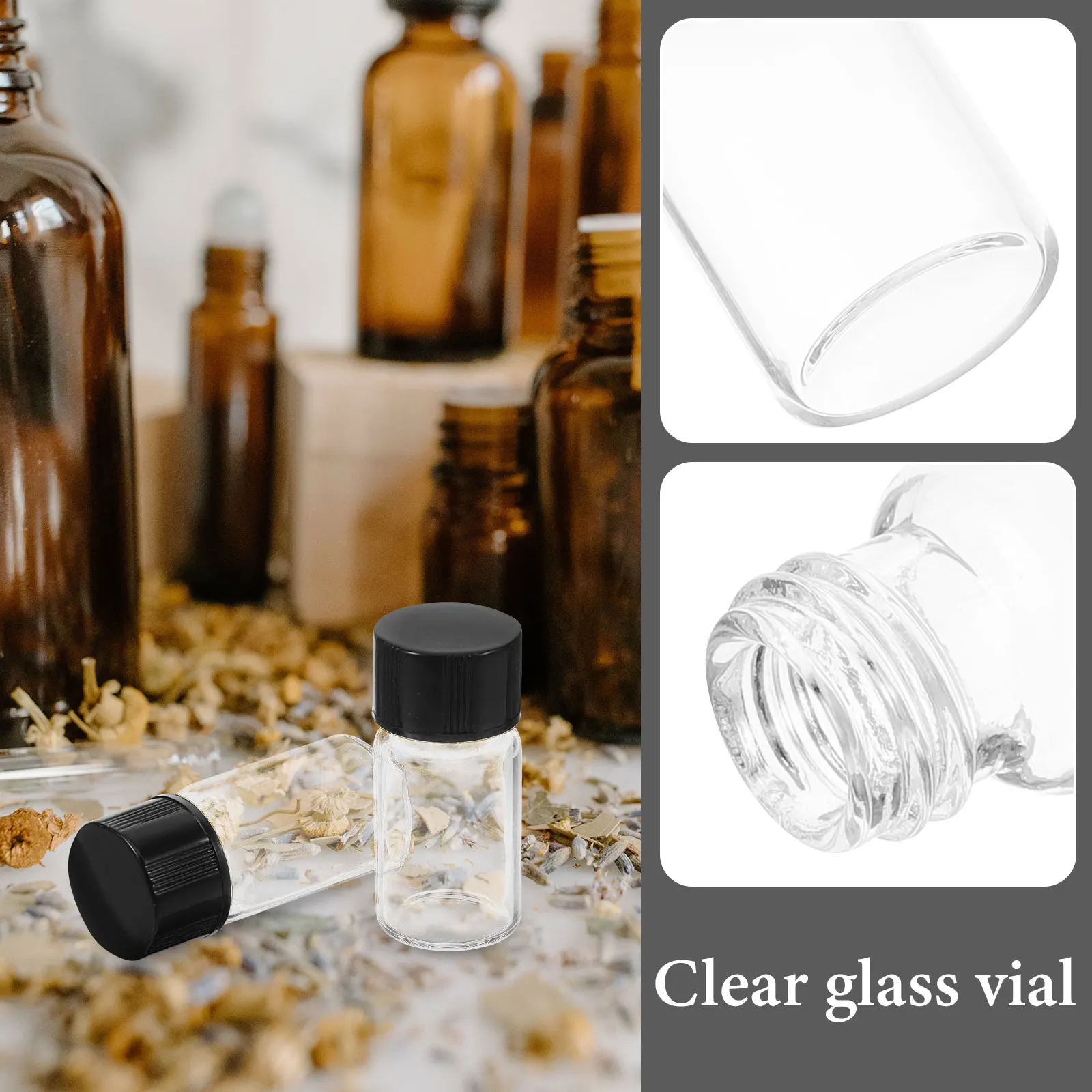 10pcs Clear Glass Vials Small Glass Vials Liquid Sample Glass Vials Leak-Proof Glass Vials with Screw Caps Bottles for Art Craft