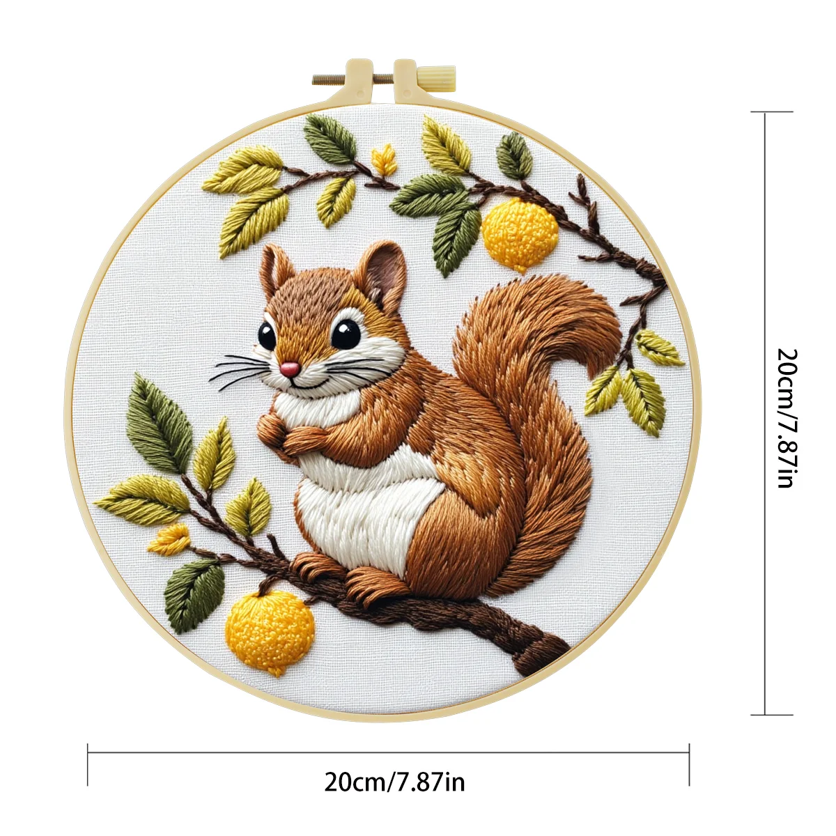 1 Stück 20X20CM/15X15CM 7,87/6,3 Zoll Stickerei-Starter-Kit DIY-Kit Heimdekoration, Eichhörnchen, Stickerei-Set – Detail 6