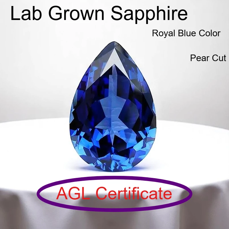 

M-Lab Grown Sapphire Pear Cut Royal Blue Color AAA+Clarity Gems for Jewelry Setting&Custom Design Selectable AGL Certificate
