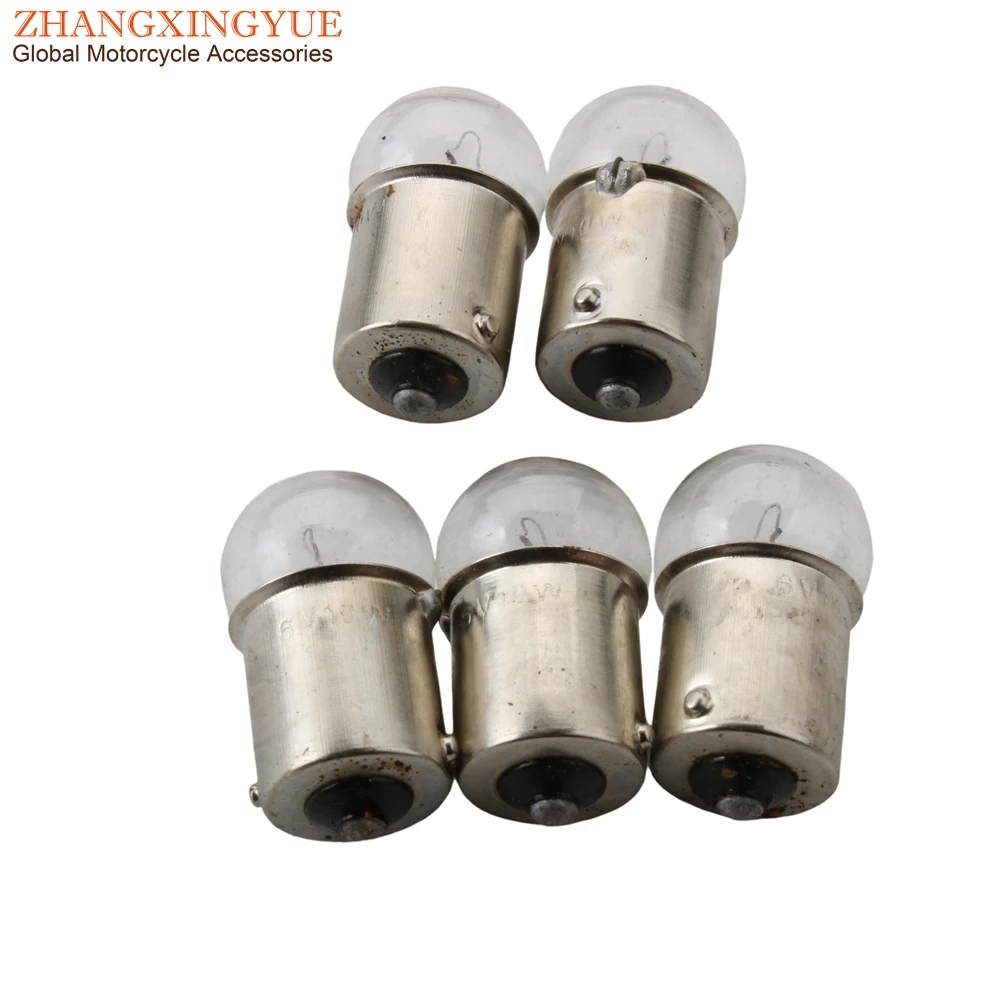 5pc 6V 10W Bulb BA15S G18 White For Motorcycle Scooter Motocross Karting 50cc 125cc 200cc 246510655