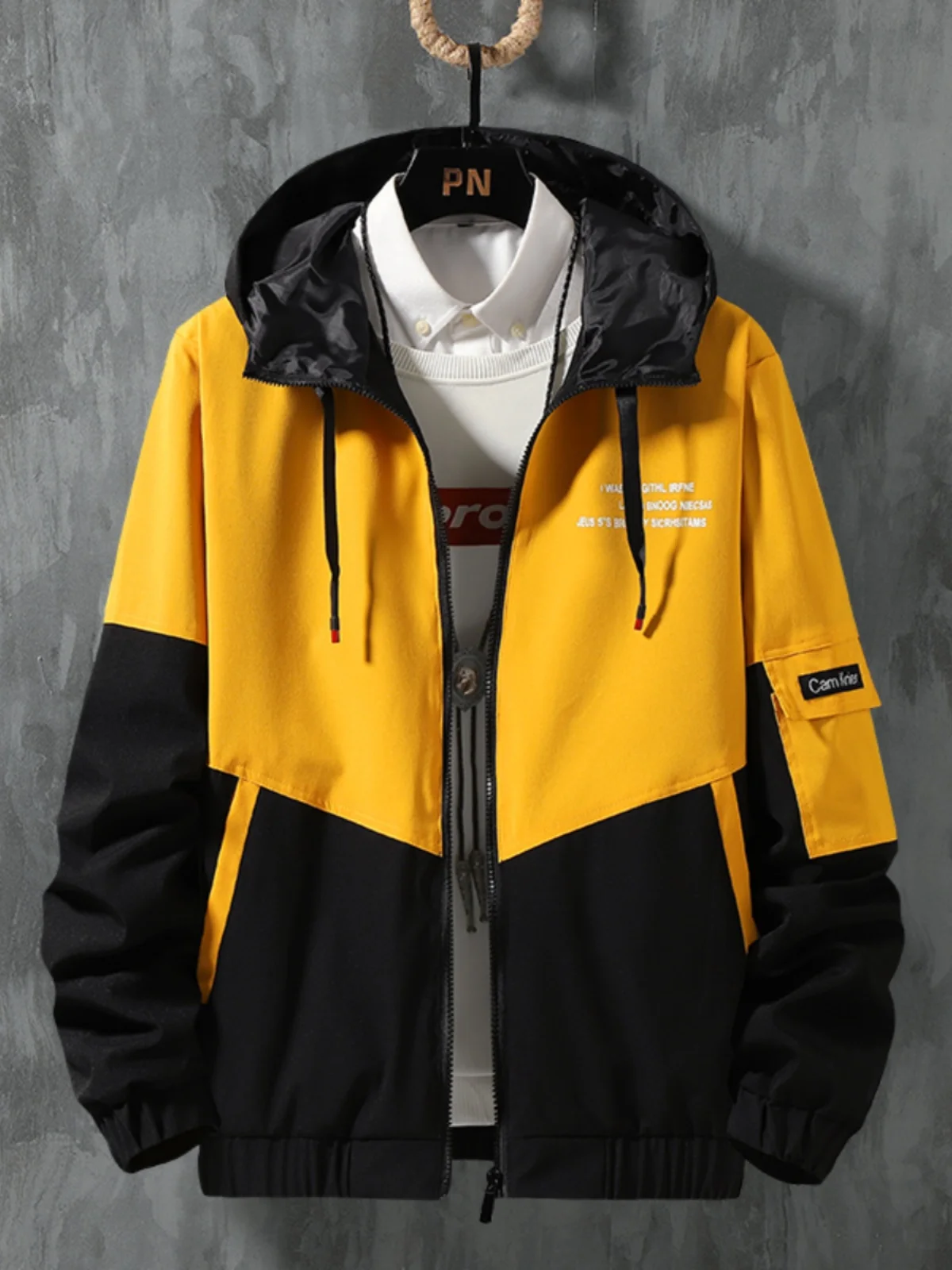 

Мужская весенняя модная куртка-худи в стиле колор-блок, простой дизайн, для ранней осени, спортивная повседневная верхняя одежда из полиэстера на молнии