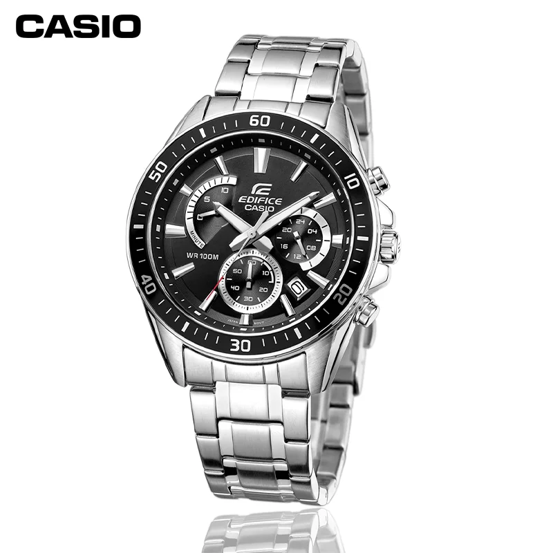 Casio EFR-552D Business Men\'s Elite Watch Steel Belt Silver Waterproof Quartz Watch Gift Multi-dial Stopwatch Calendar Unique