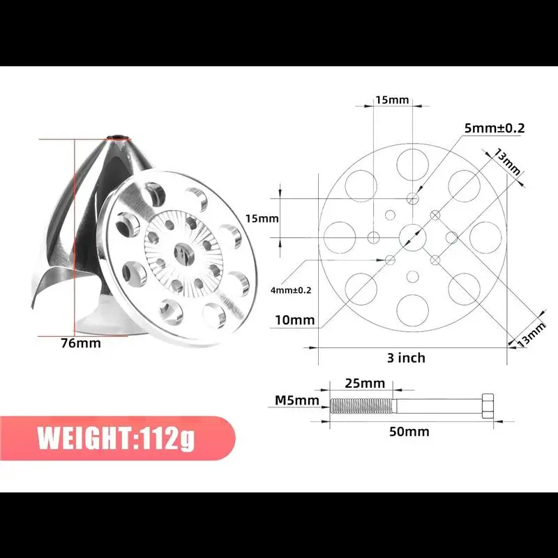Spinner in alluminio CNC per aereo modello RC da 3 pollici/76mm per motore a gas RC DLE30/35RA/40/55/55RA/60/61 DA50 EV054