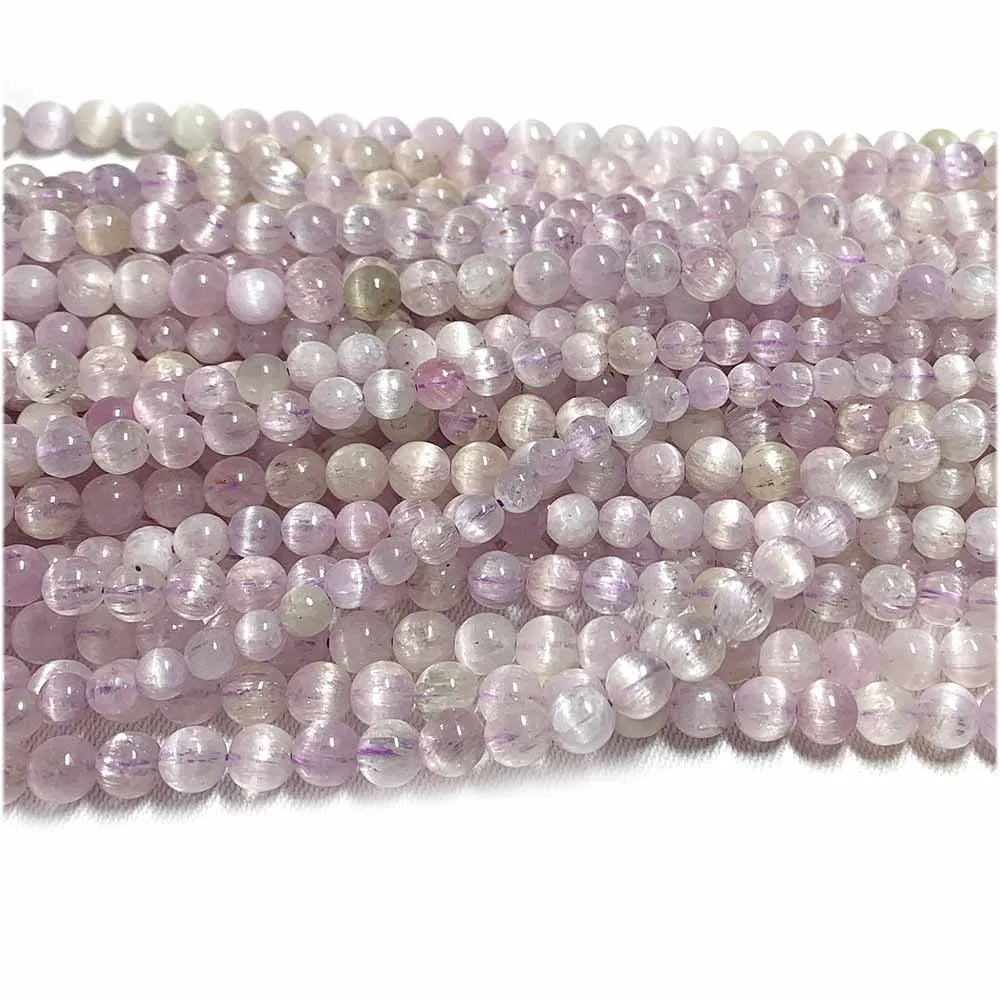 Veemak Kunzite Spodumene Round Loose Beads For Jewelry Making Natural Gemstones Crystal DIY Necklace Bracelets Earrings Pendant