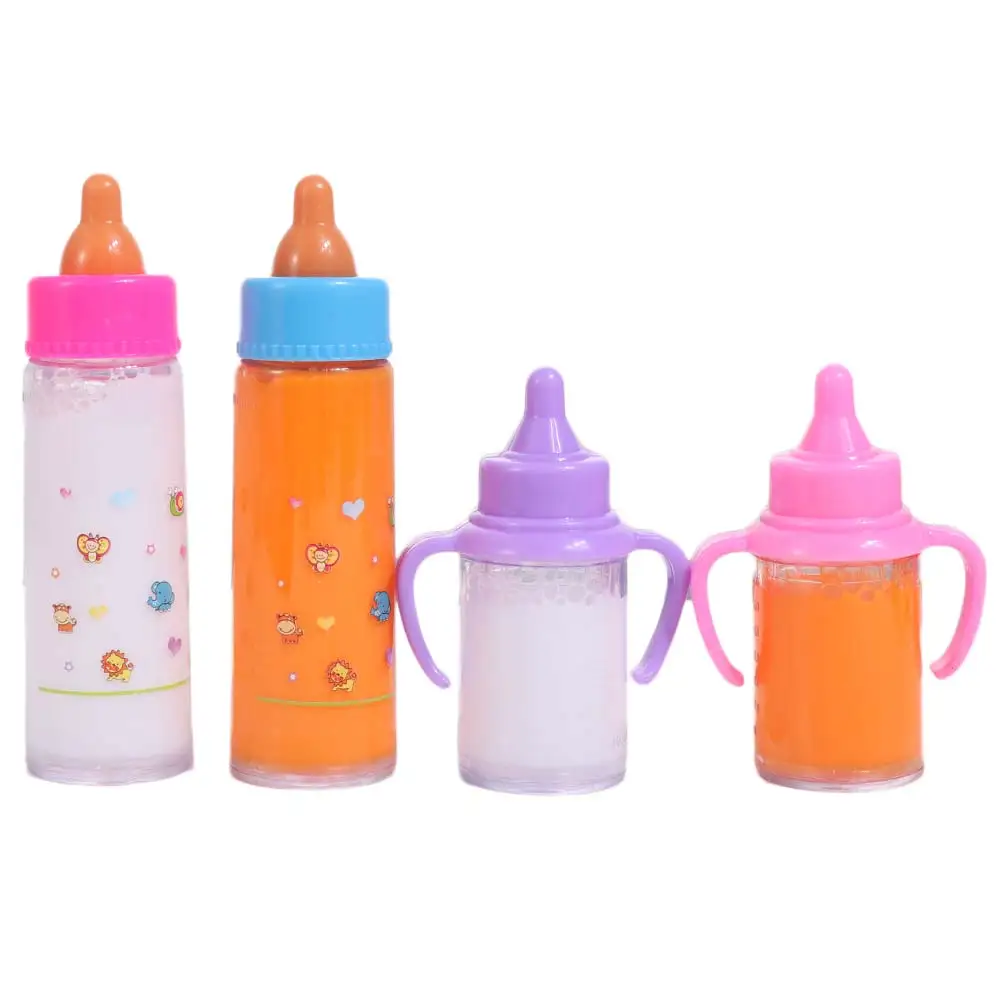 Set de Alimentación para Bebés con Biberones de Leche y Jugo, Bolsa de Almacenamiento, Decoración para Casa de Muñecas, Biberón de Plástico