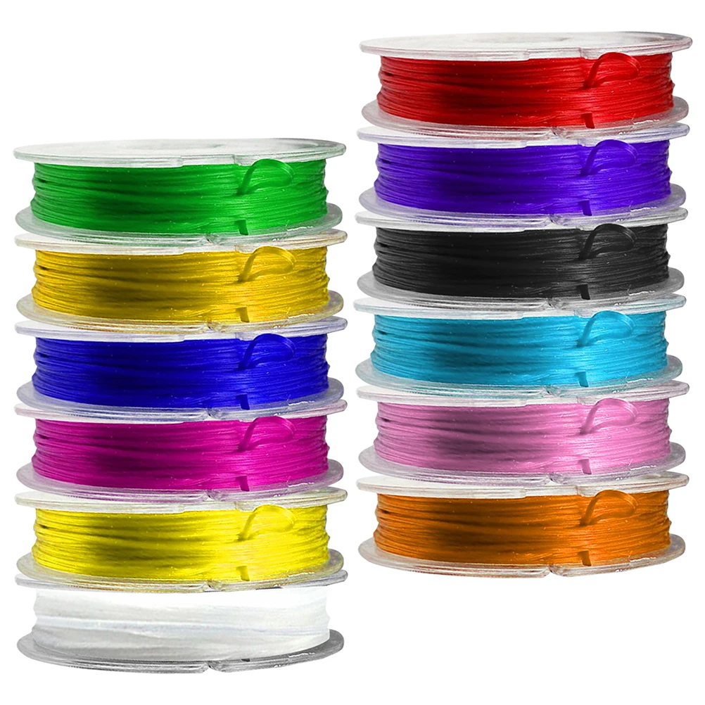 12 Rolls Cable Elastic Rope Bracelet Lanyard Weaving Material Spandex Lacing Beading Cord