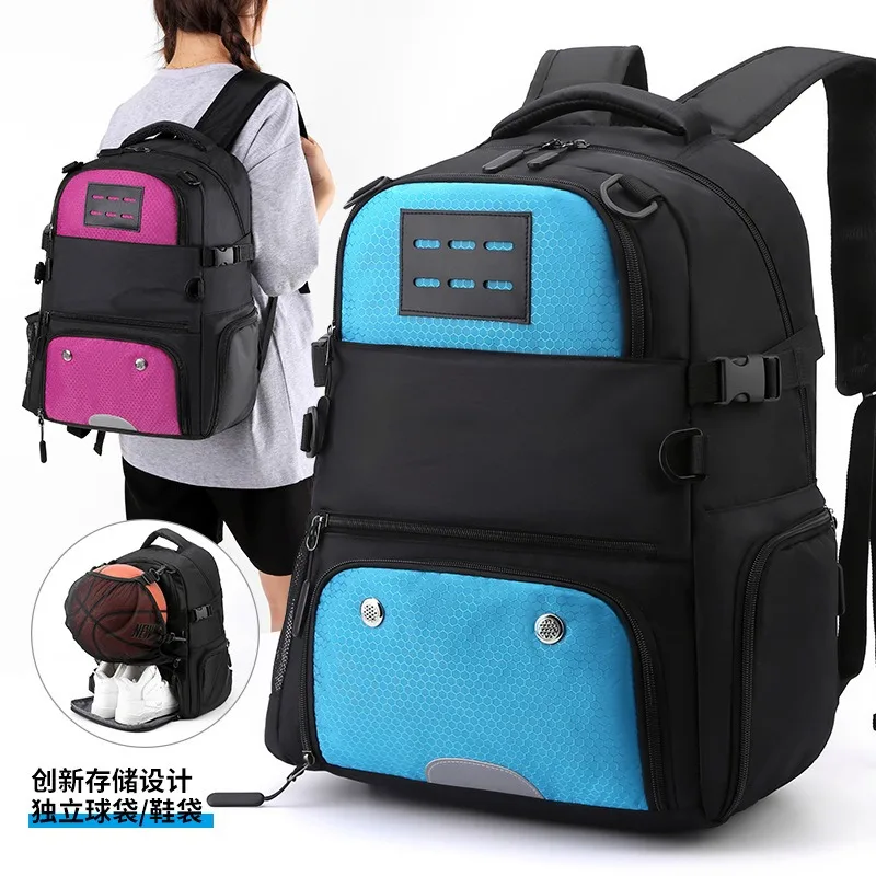 Sports Soccer Bag Outdoor Gym Bags for Basketball Volleyball Football with Separate Cleat and Shoes Compartment