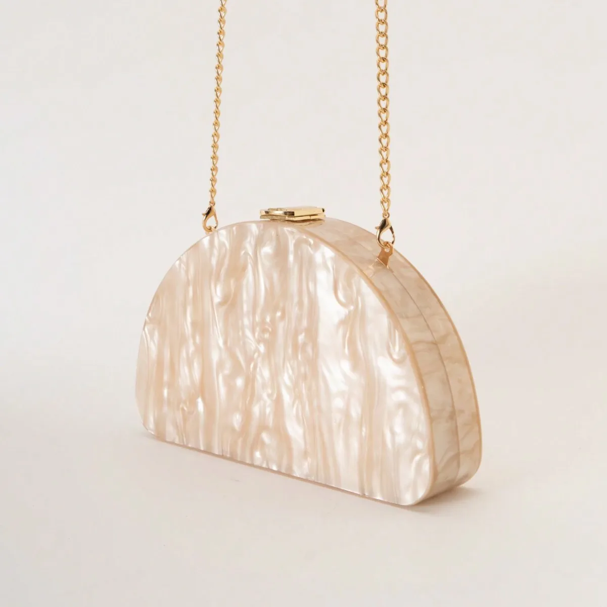Ladies Acrylic Shoulder Crossbody Bag Fashion Wedding Dinner Clutch Bag Half Circular Modern Elegant Handbag Macaron Style