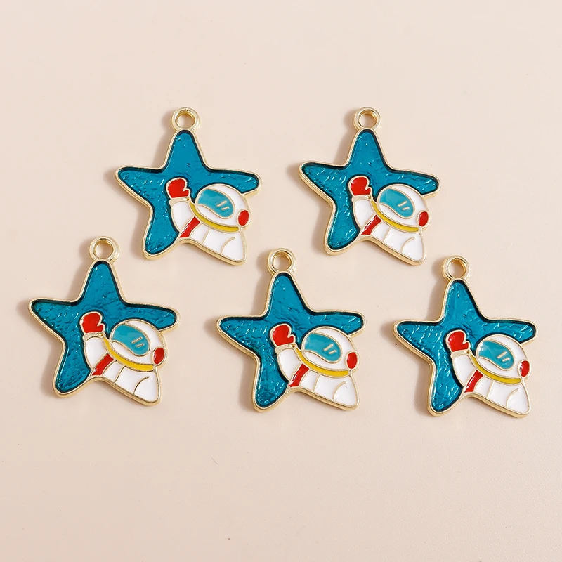 

20pcs 20x22mm Cute Enamel Space Star Astronaut Charms Pendants for Jewelry Making Earrings Necklaces Bracelets DIY Crafts Supply
