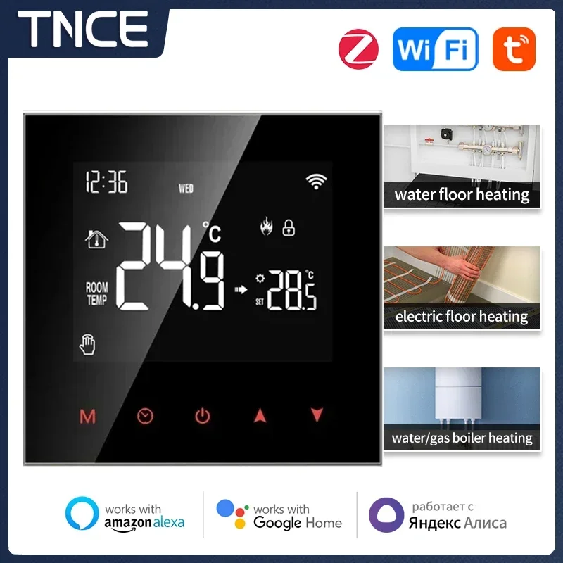 TNCE 투야 스마트 온도조절기 – 물, 전기 바닥 난방 및 가스 보일러 제어, 알렉사와 연동