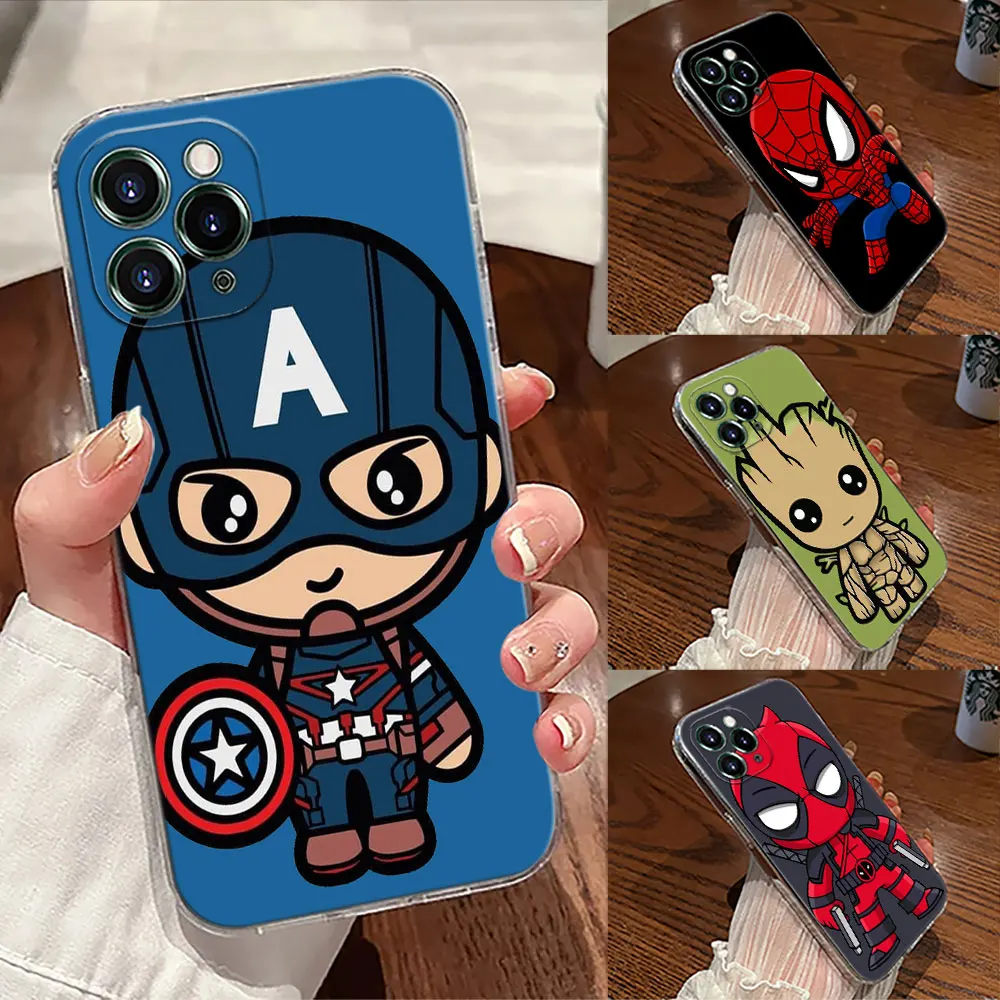 

Cartoon Marvel Captain Groot Spiderman Phone Case For iPhone 17 Pro Max 17E 11 12 13 14 15 16 Pro Max Plus 17 Air 16E 7 XS Cover
