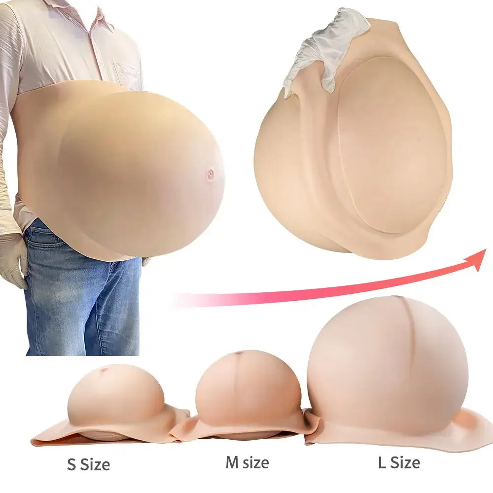 Huge Realistic Twins False Pregnant Tummy Cotton Filler Soft High Simulation Artificial Fake Silicone Pregnant Belly Cosplay