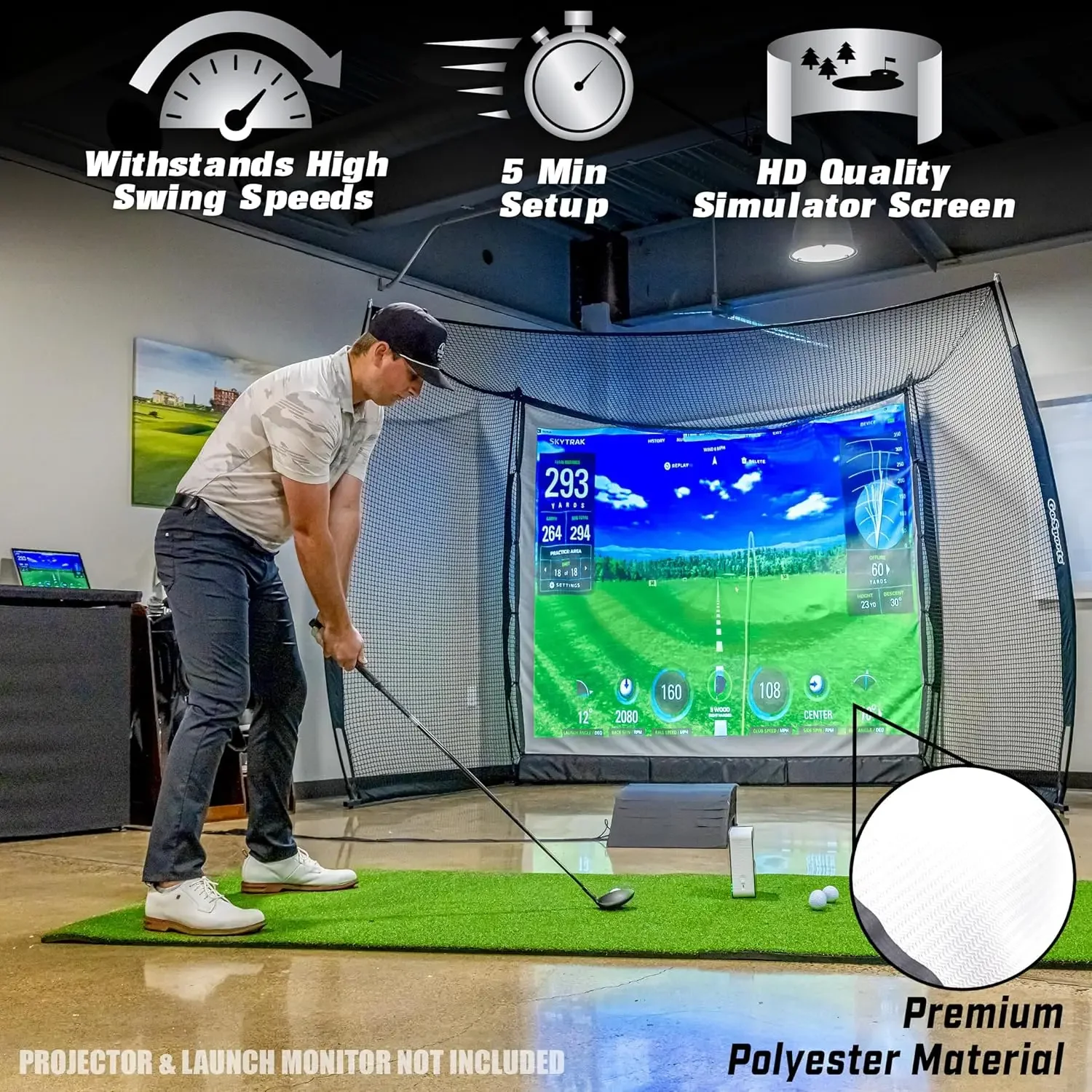 

Range Cage 10 ft x 8 ft Golf Practice Hitting Net with Impact Screen - Driving Range or Simulator Screen