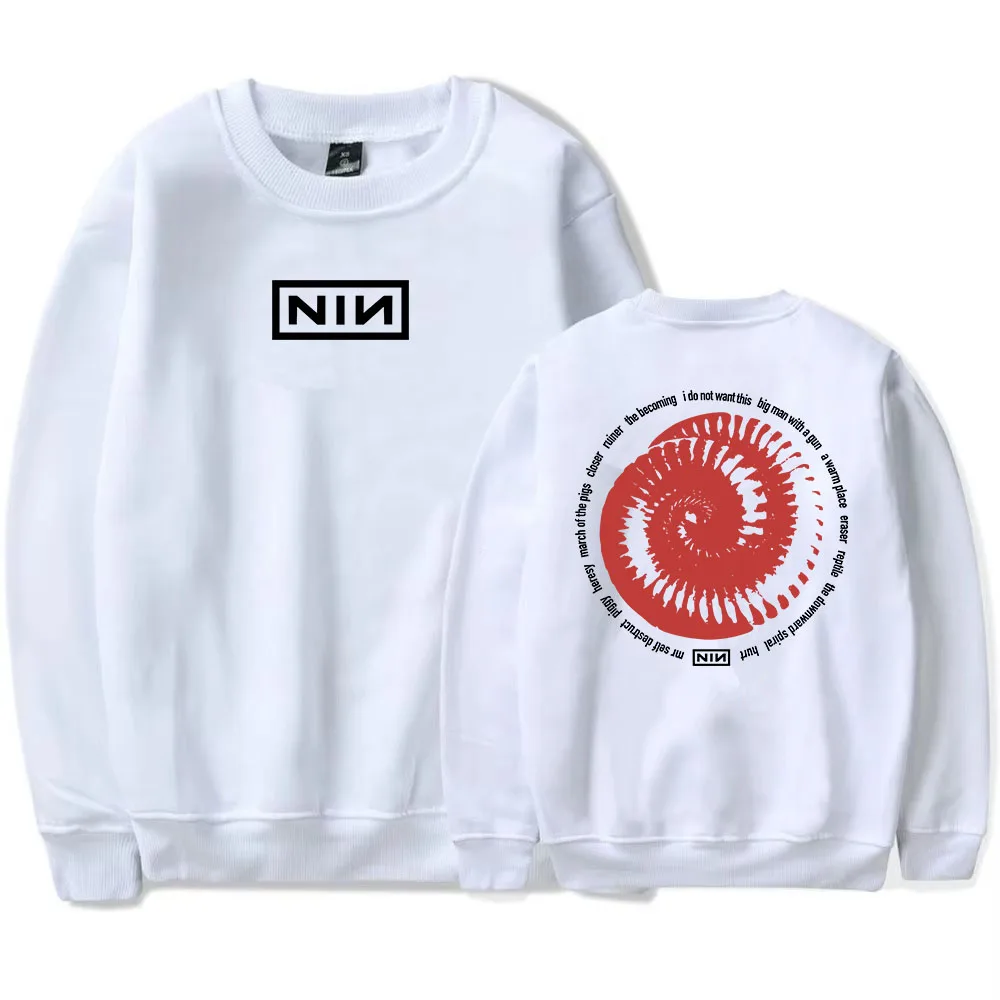 نين الأحمر دوامة Longsleeve البلوز تسعة بوصة الأظافر روك باند هوديس عادية للجنسين الشارع الشهير الرجال ملابس حريمي طباعة البلوز