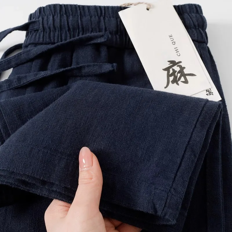 

Slimming High Waist Straight Leg Cotton Linen Casual Pants ex Spring Summer Sle Hidden Blue New Chinese Sle