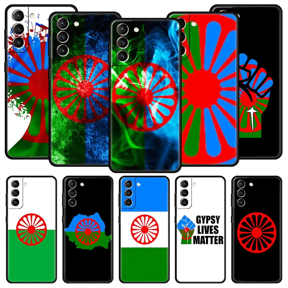 Gypsy Romani Roma Flag Case For Samsung Galaxy S22 S21 S20 Ultra FE 5G S24 S9 S10 Plus S23 S10E Silicone Phone Cover