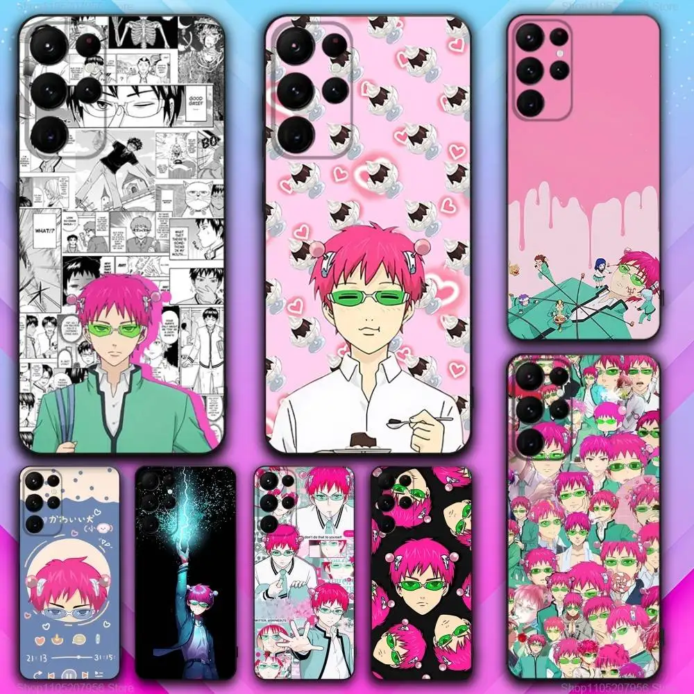 

S-Saiki K E-Enamel Anime Phone Case For Samsung S30,S25,S24,S23,S22,S21,S20,Fe,Lite,5G,Ultra,Plus Black Cover