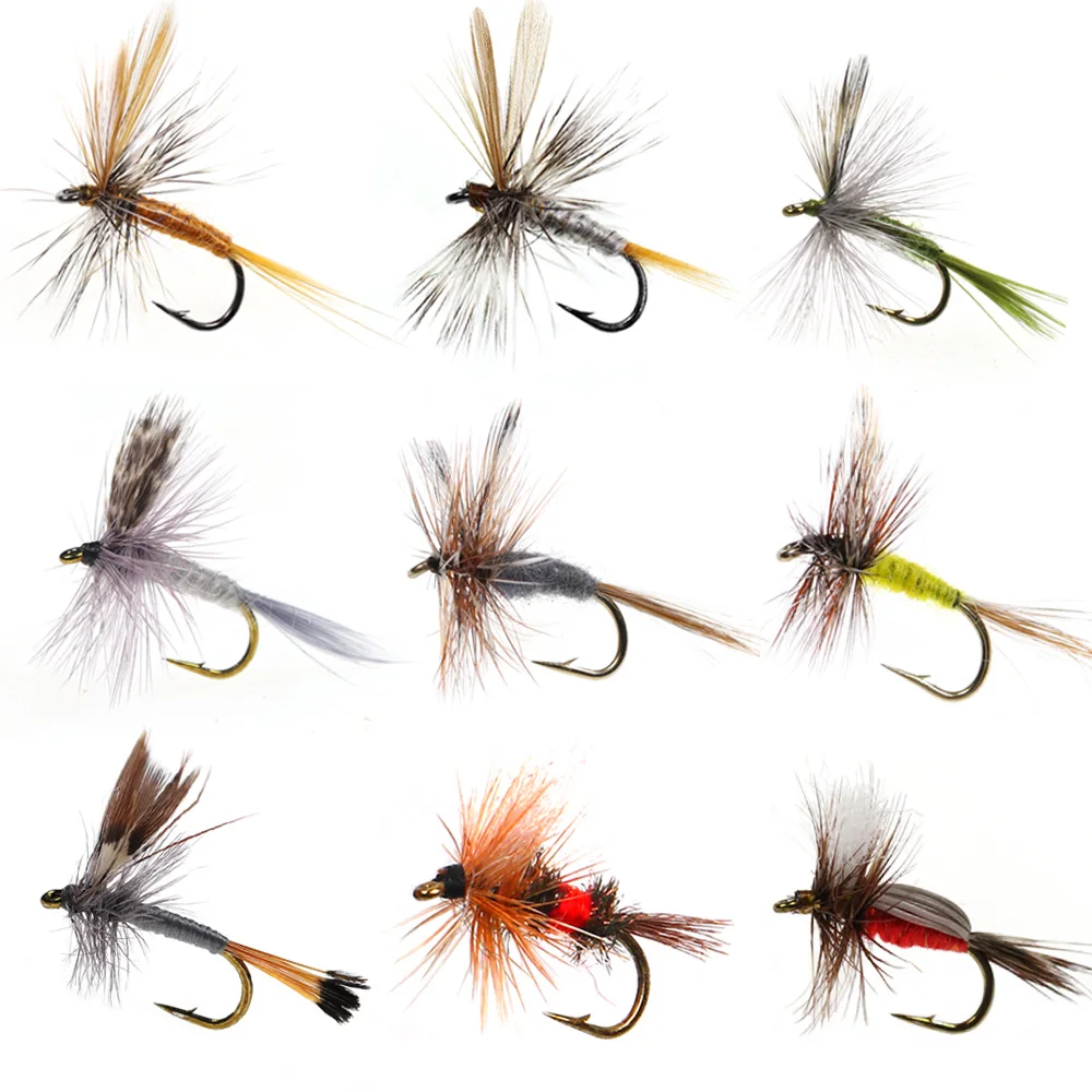 6 peças # 10 # 12 # 14 # 16 # 18 Moscas Secas Adams com Anzol Barbado Leve Hendrickson para Pesca de Truta, Isca Artificial para Adultos, Moscas de Pesca de Mayfly, Caddis e Midge