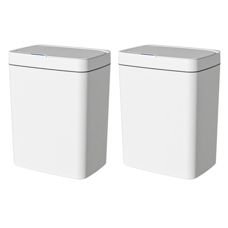 

2PCS Bathroom Trash Can With Lid Smart Automatic Touchless Garbage Can Slim Motion Sensor Waterproof Trash Bin Pp