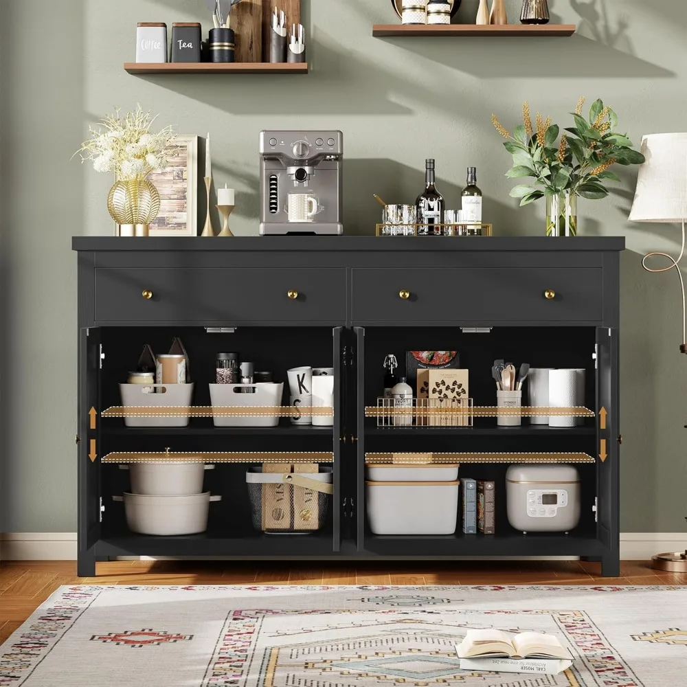 Sideboard-Buffetschrank mit Stauraum, Küchenschrank mit 2 Schubladen und 4 Türen, Kaffee-Barschrank aus Holz, Sideboards