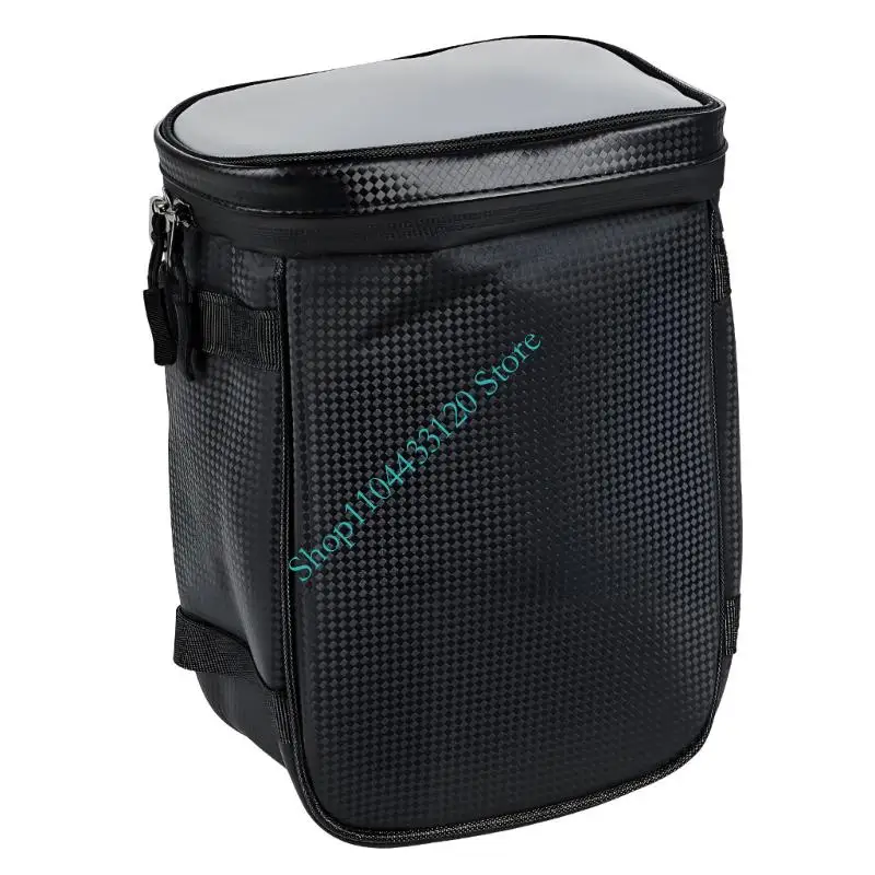 Motorcycle Under-Seat Storage Bag for Small Items, PVC Faux Leather Exterior with Two Closure Pulls and Two Visible