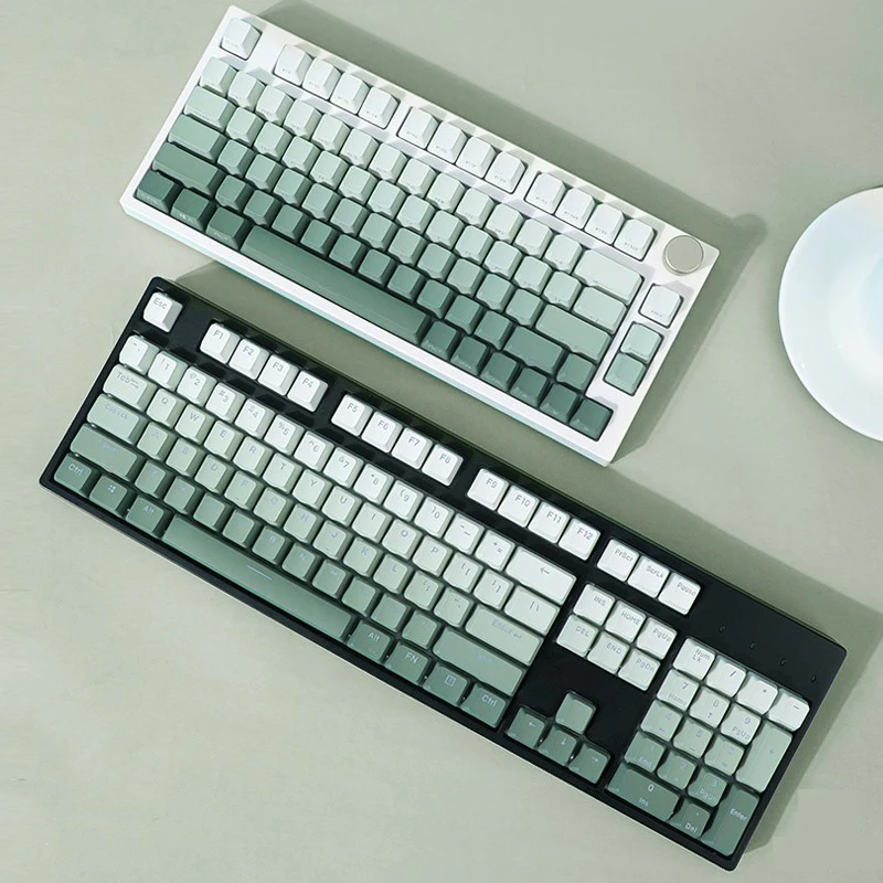 Imagem -04 - Verde Gradiente Keycaps Perfil Oem Backlit Transparente Seagrass Keycap Pbt Side Print Keycap Algas K61 87 104 Teclado