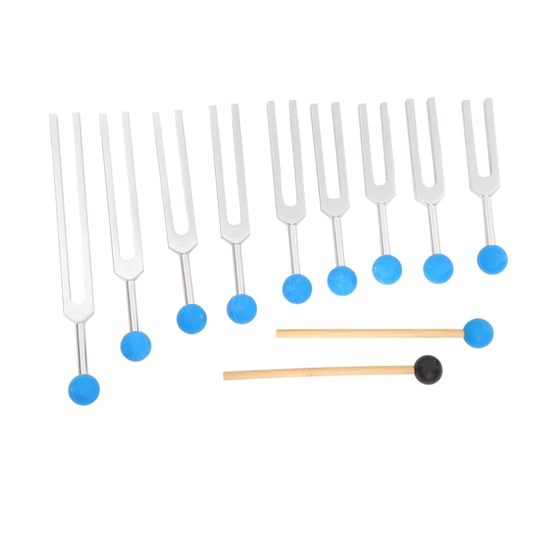 9Pcs Tuning Forks Sets Massage Ball For Healing Chakra Sound Therapy Keep Body,Mind And Spirit In Perfect Harmony Easy To Use ,A