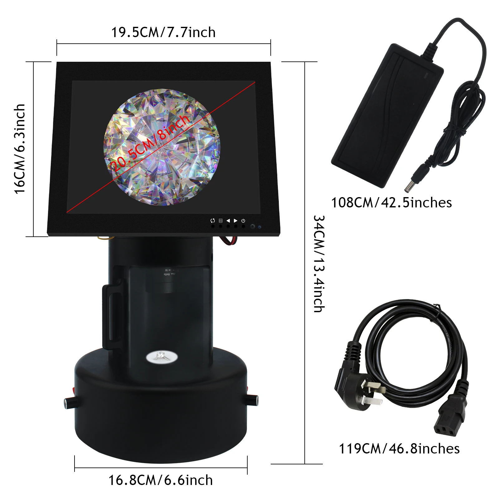 LCD Screen Digital Microscope Diamond Viewer Jewellers Loupe Microscope Glass Jewellery Magnifier for Jewelry Appraisal