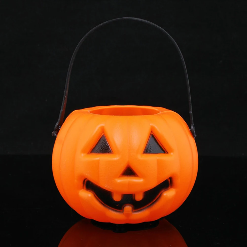 

2 Pcs Glowing Jack-O-Lantern Decorations Halloween Pumpkin Pumpkins Candy Pail Portable Child Crackle Lamp