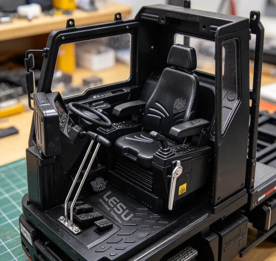 RC  LESU 1/14 Simulation Cabin Interior for Tamiya Hydraulic Excavator Loader Dump Truck for BENZ VOLVO Trailer Tipper DIY Parts