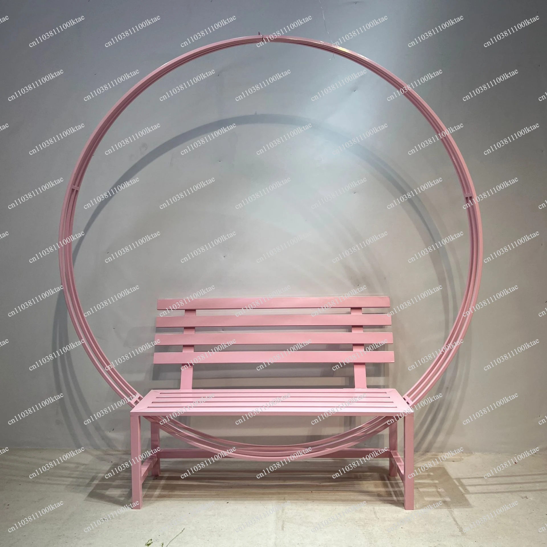 Pink Wrought Iron Backrest Park Chair Outdoor Bench Chair Shopping Mall Meichen Arrangement Decorative Props
