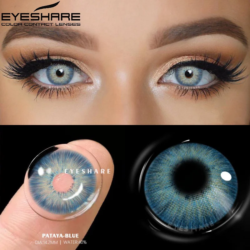 EYESHARE 1Pair Myopia Lenses Color Contact Lenses for Eyes With Diopters Prescription Yaerly Brown Lenses Gray Colored Contacts