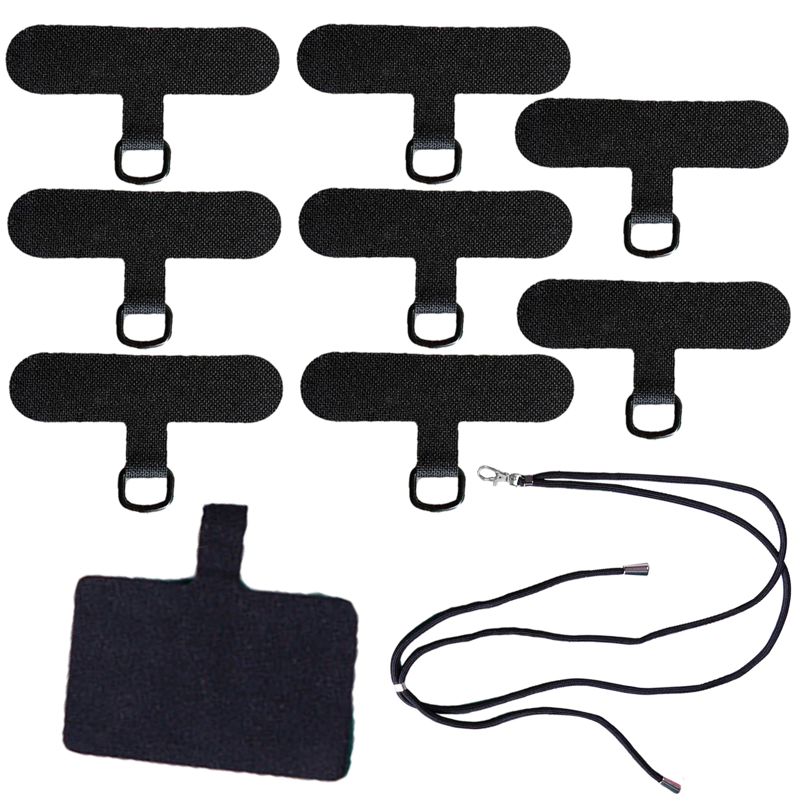 Telefone Tether Tab substituição com cordão, anel de metal ultra fino, anti perdido, preto, fácil instalação, reutilizável, mulheres, homens, protetora, 8pcs