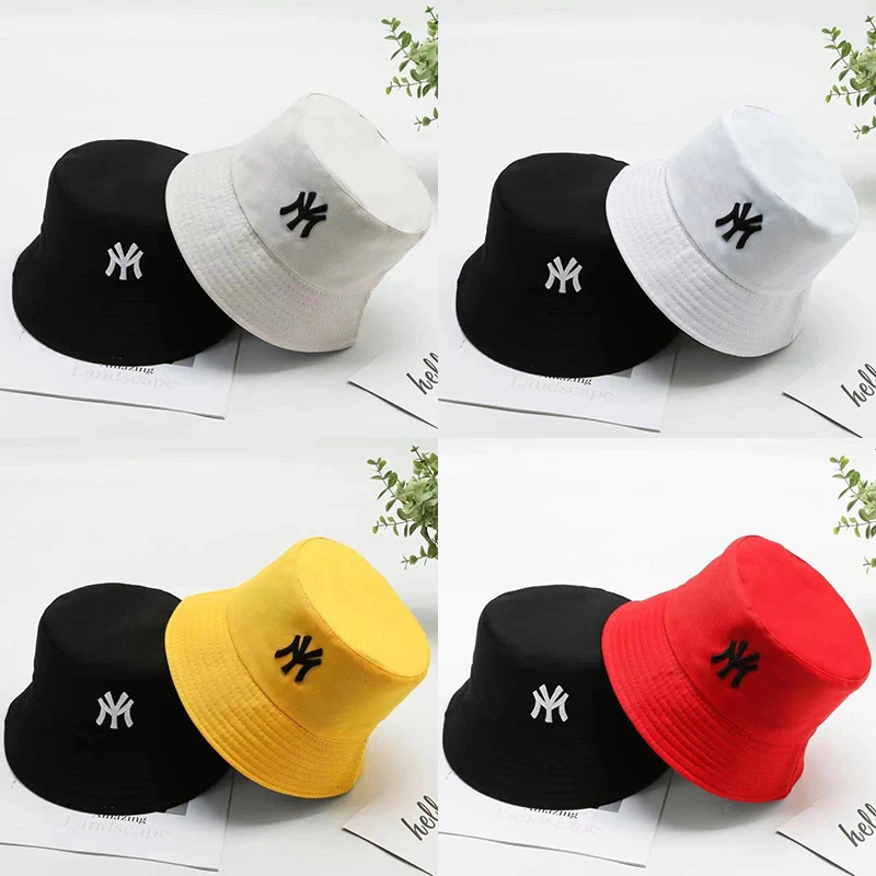 Unisex Letter Embroidery Personality two-sided Bucket Hats Fishermen Caps Outdoor Casual Cap Sunscreen Hat