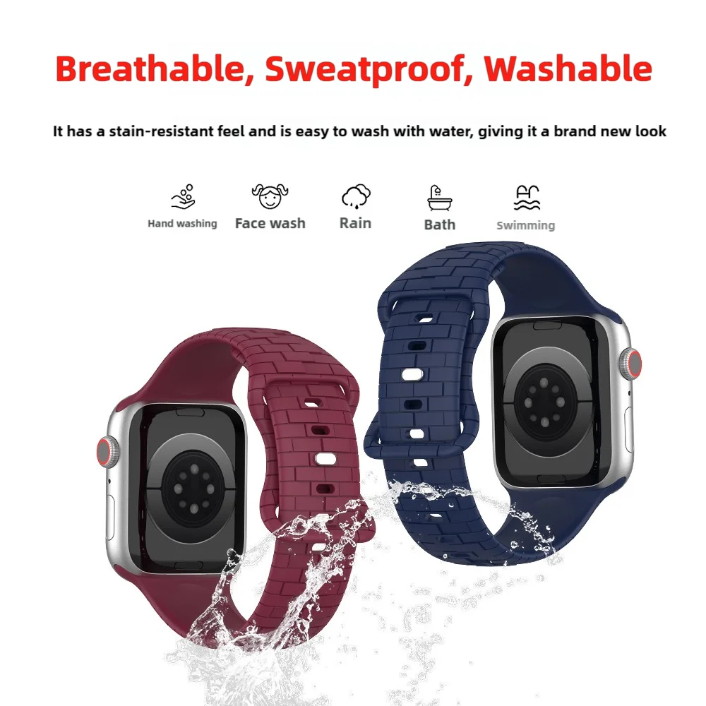 Для Apple Watch полный спектр браслета с кирпичным узором, ремешок для часов, фигурная пряжка, быстросъемный ремешок для умных часов для мужчин и женщин