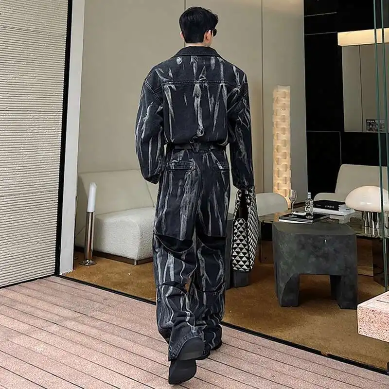 LUZHEN Tie Dye Design Two Piece Set Men Fashion Pullover Tops Straight Pants 2025 Elegance Handsome Light Luxury Clothes LZ6092