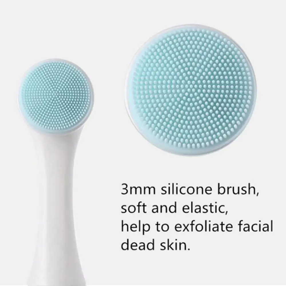 Mini Manual Facial Cleansing Brush Silicone Massage Face Brush Soft Bristles Double-Sided Handheld Cleaning Device Pore Cleaner