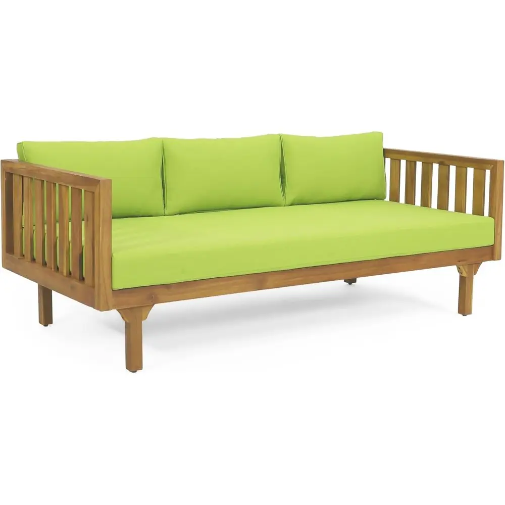 

Трехместная кушетка из зеленой акации с подушками для улицы, патио и сада