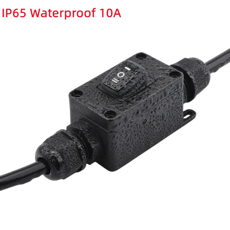 (1 PC) IP65 Waterproof 10A Heavy Duty Large Current Inline Cable On/Off Switch Max AC3~220V LED Indicator  Dustproof Oil Proof